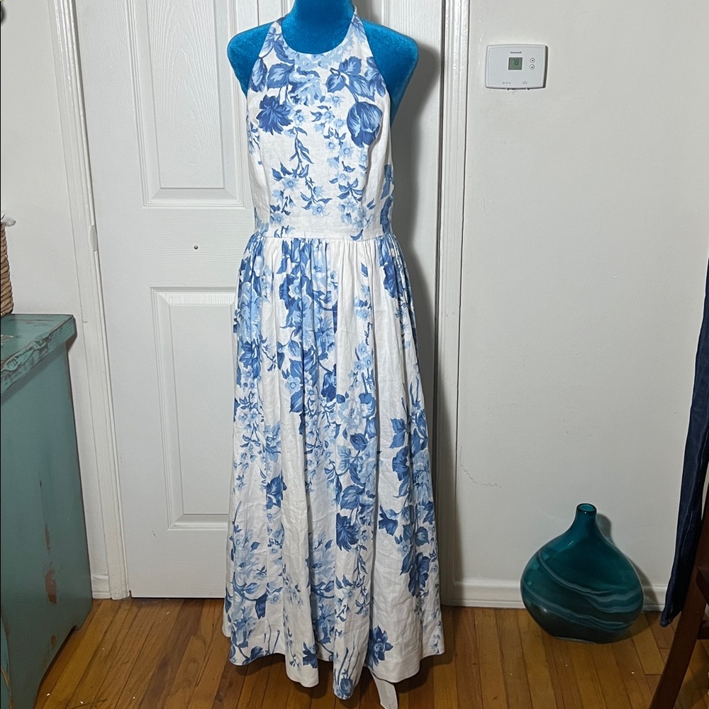 Reformation Percy Linen Floral Midi Dress in Verna Size 8 - Picture 2 of 12